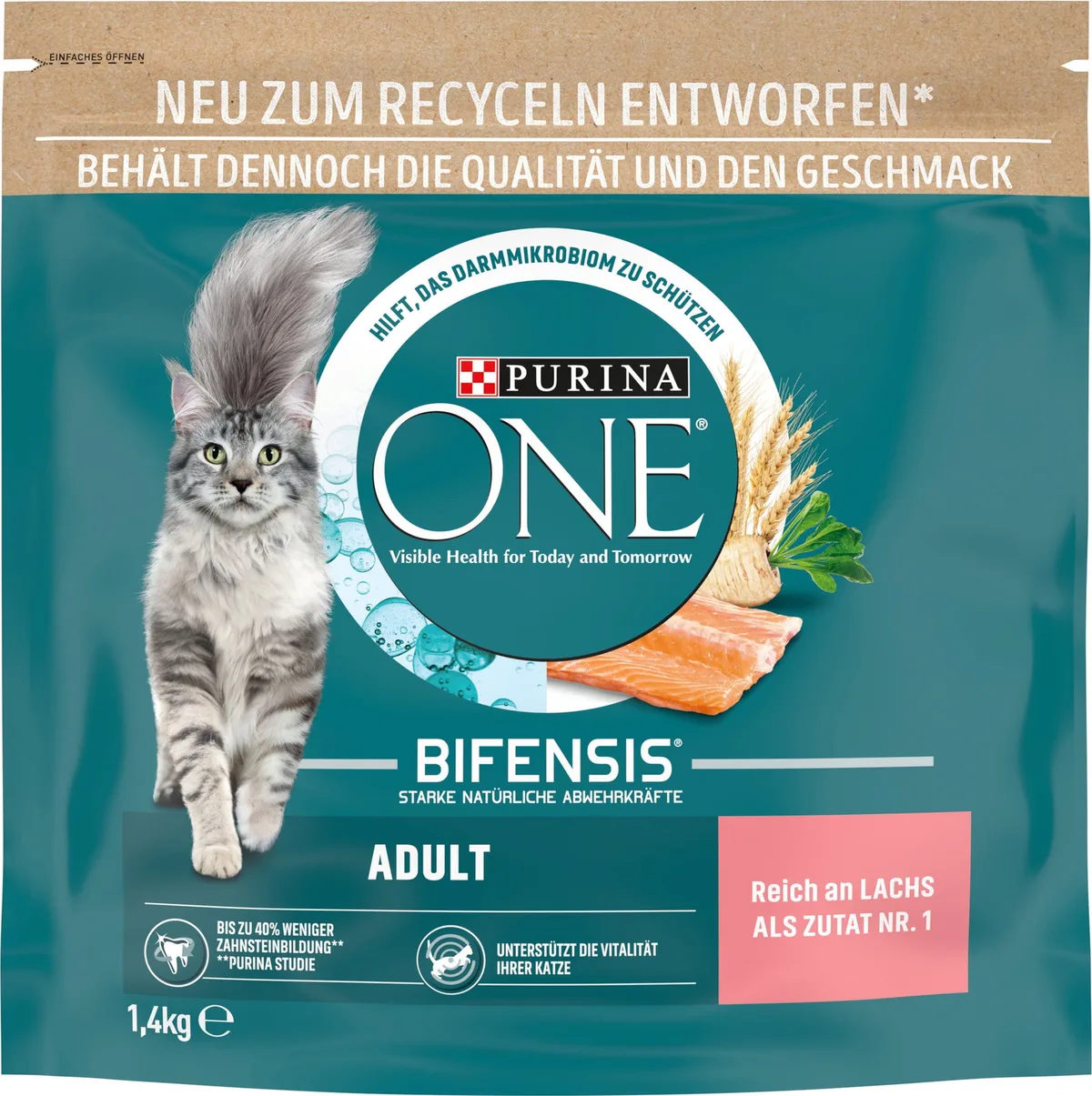 Adult mit Lachs und Vollkorn-Getreide - 1,40 kg von Purina ONE – Produktfoto