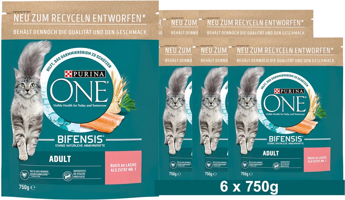 BIFENSIS Adult droogvoer voor katten, rijk aan zalm, (6 x 750g) de Purina ONE – photo produit