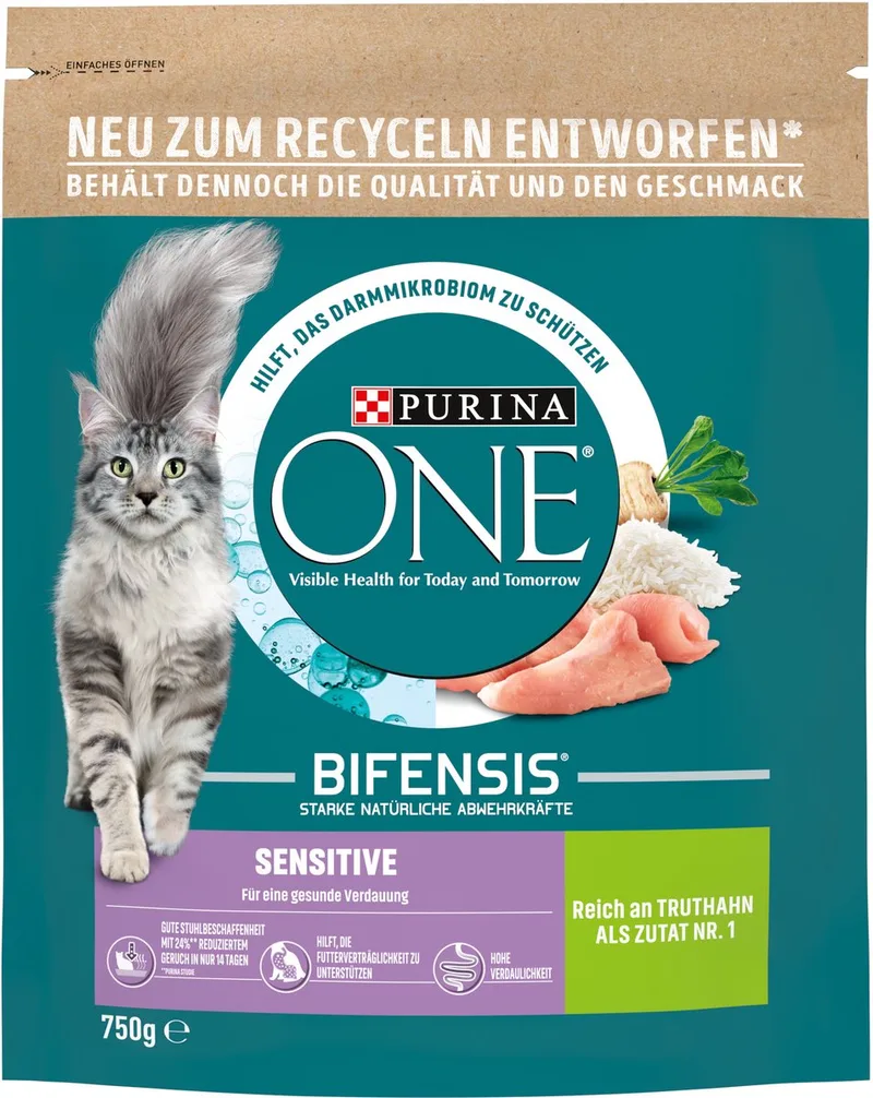 BIFENSIS SENSITIVE droogvoer voor katten, rijk aan kalkoen (1 x 750g) by Purina ONE – product photo