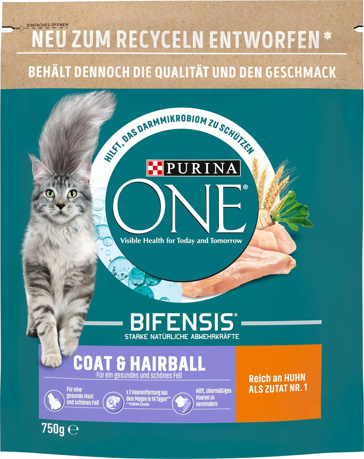 Coat&Hairball mit Huhn - 750 g fra Purina ONE – produktbillede