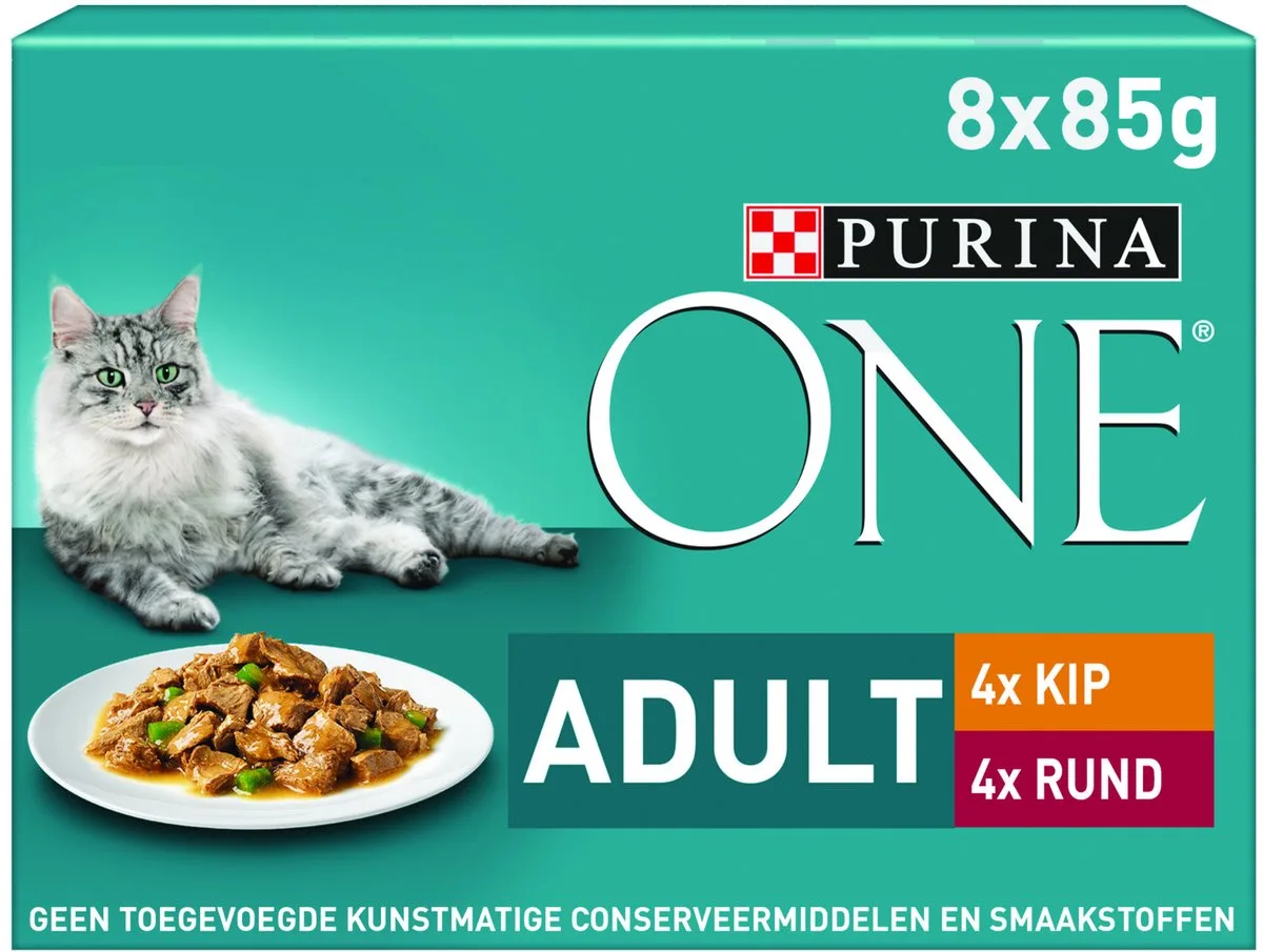 Fijne Malse Reepjes in Saus Kip - Rund 8 x 85 gr von Purina ONE – Produktfoto