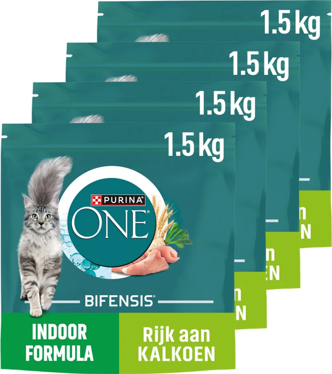 Indoor - Kattenbrokjes - Kalkoen - 4 x 1.5 kg från Purina ONE – produktbild