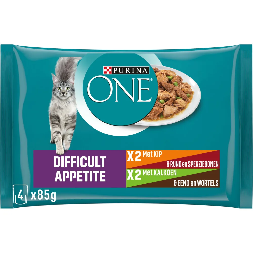 Kattenvoer Nat Adult Difficult Appitite Kip 4 x 85 gr de Purina ONE – photo produit