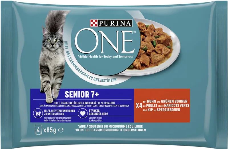 SENIOR 7+ natvoer voor senior katten, met kip, (1 x 4 x 85g) by Purina ONE – product photo