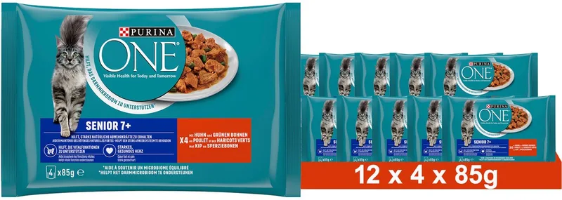 SENIOR 7+ natvoer voor senior katten, met kip, (12 x 4 x 85g) de Purina ONE – photo produit