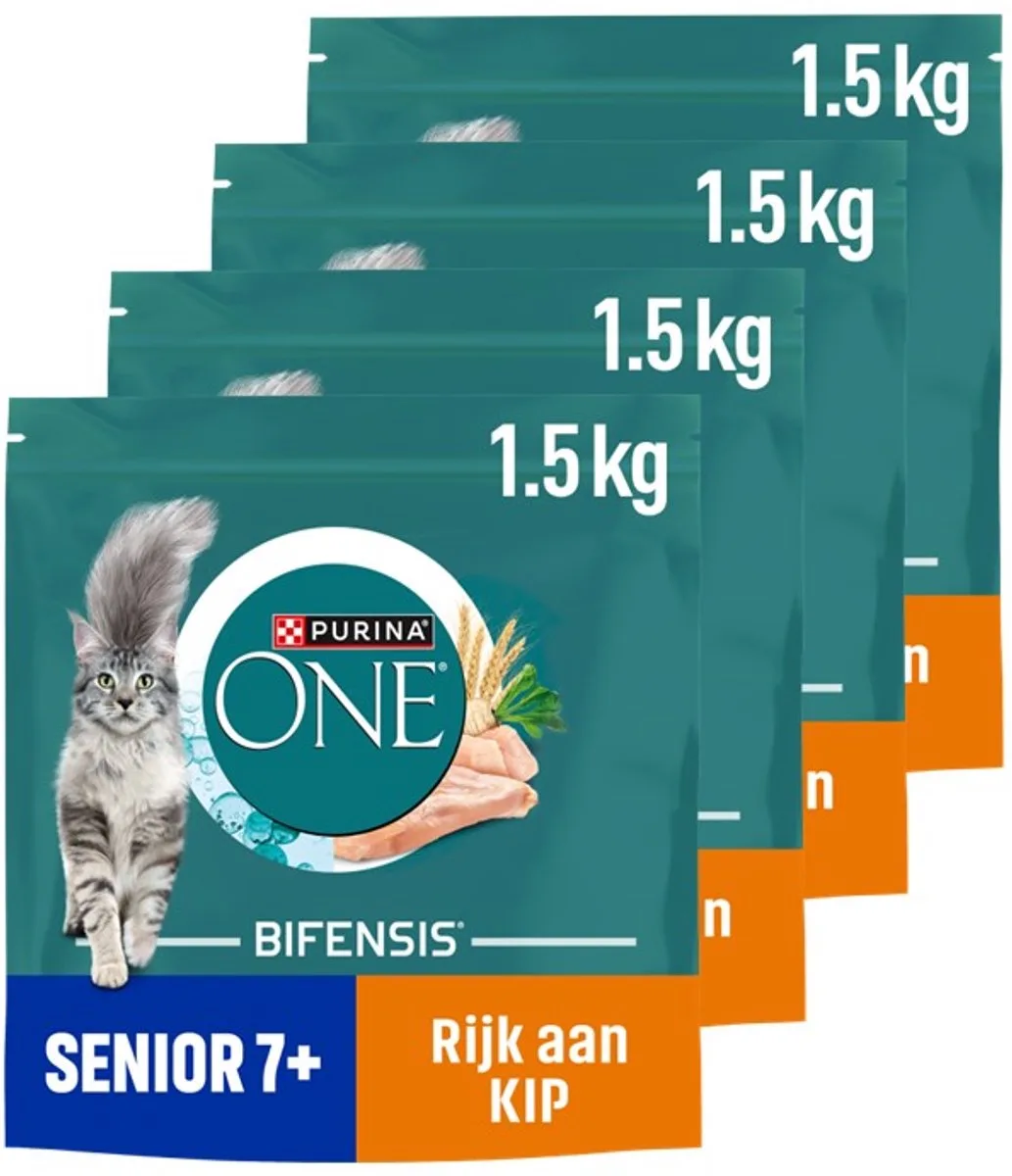 Senior - Kattenbrokjes - Kip & Volkoren Granen - 4 x 1.5 kg by Purina ONE – product photo