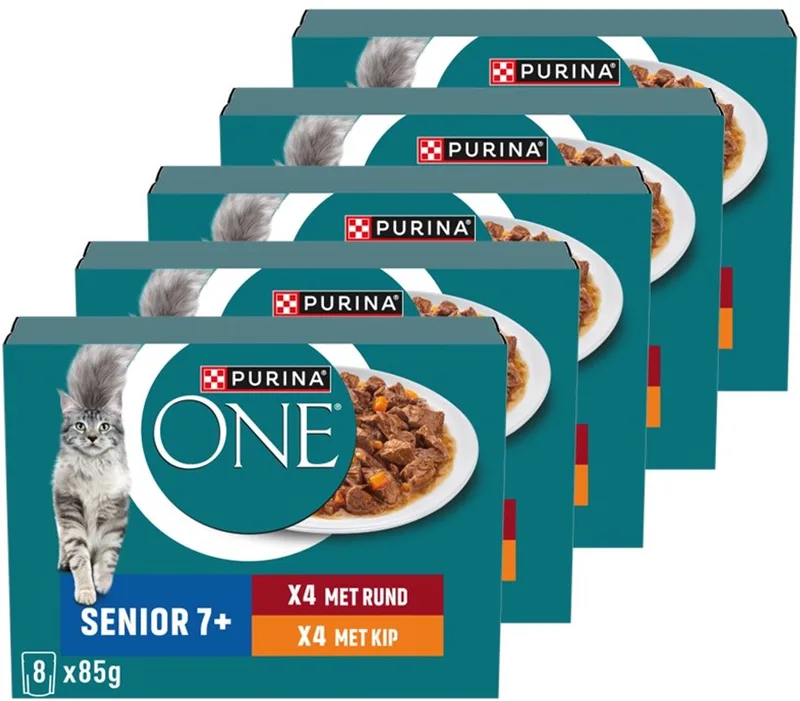 Senior - Kattenvoer Natvoer - Kip & Rund - 40 x 85 g by Purina ONE – product photo