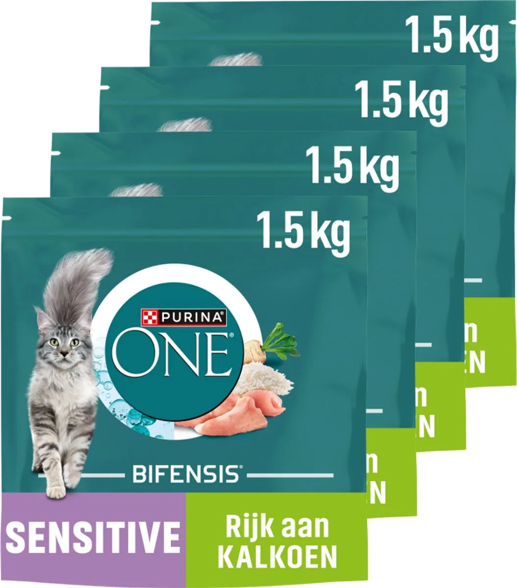 Sensitive - Kattenbrokjes - Kalkoen - 4 x 1.5 kg de Purina ONE – photo produit