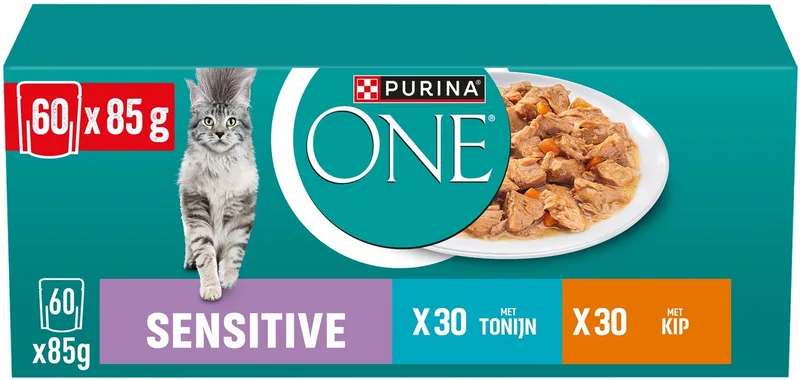 Sensitive - Kattenvoer Natvoer - Tonijn & Kip - 60 x 85 g de Purina ONE – photo produit