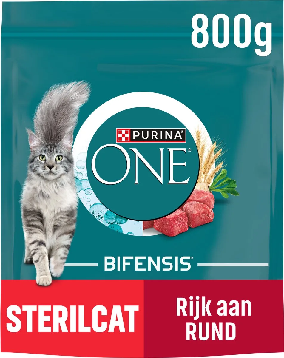 Sterilcat - Kattenbrokjes - Rund & Tarwe - 4 x 800 g van Purina ONE – productfoto