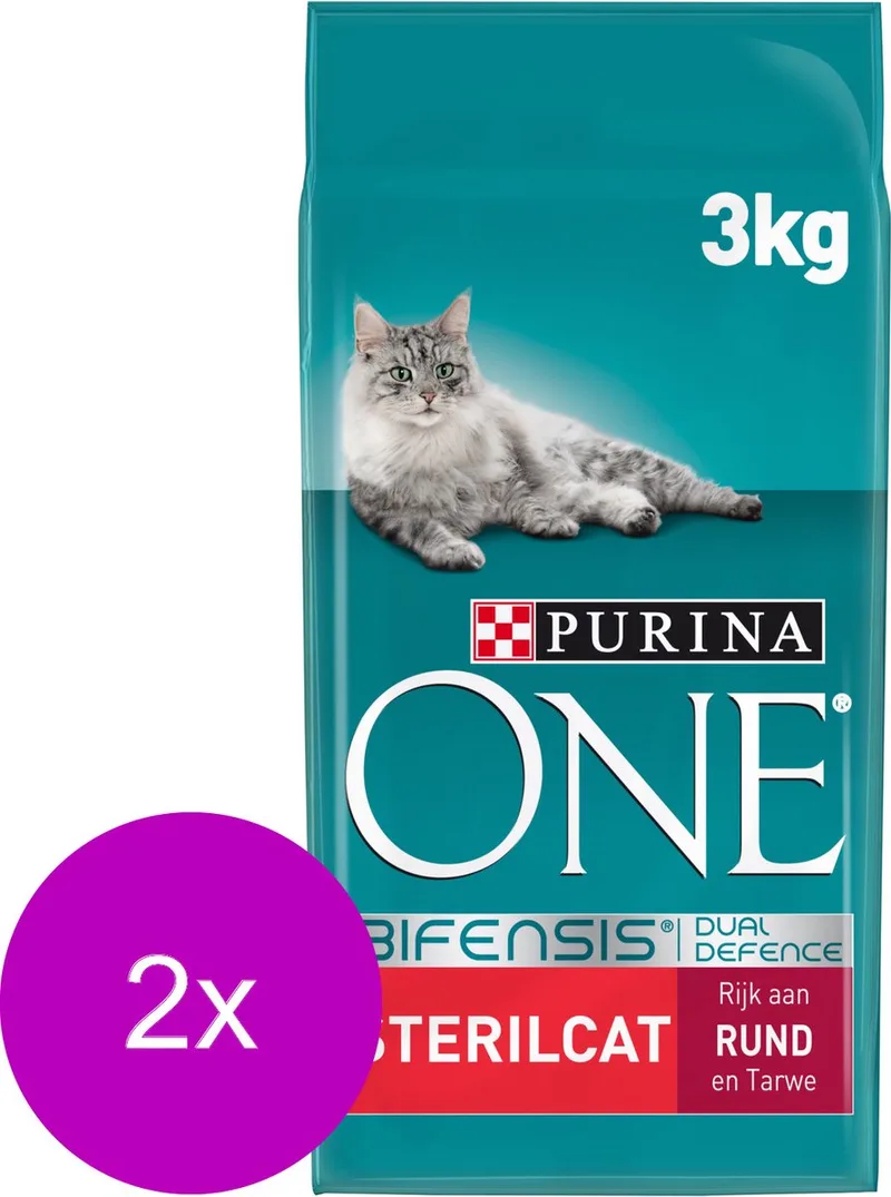Sterilcat - Kattenvoer - 2 x Rund Granen 3 kg de Purina ONE – photo produit