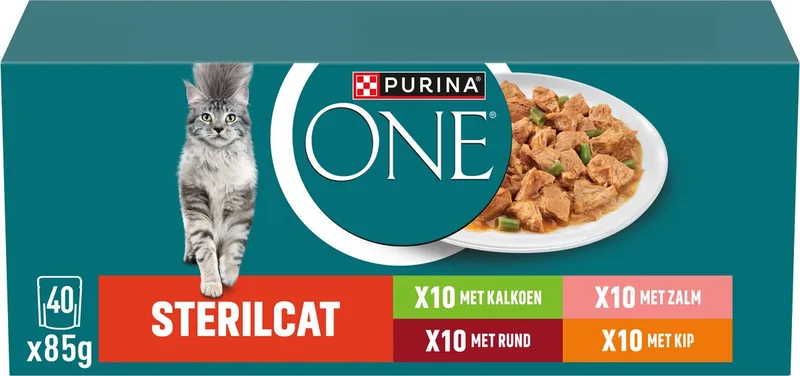 Sterilcat - Kattenvoer Natvoer - Zalm, Kalkoen, Rund & Kip - 40 x 85 g de Purina ONE – photo produit