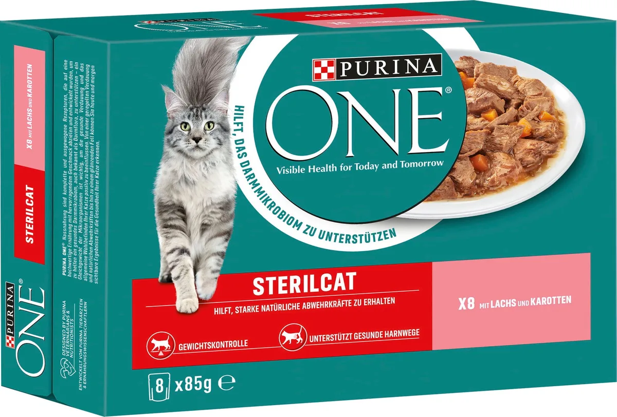 Sterilcat mit Lachs und Karotten 8x85g - 680 g de Purina ONE – photo produit