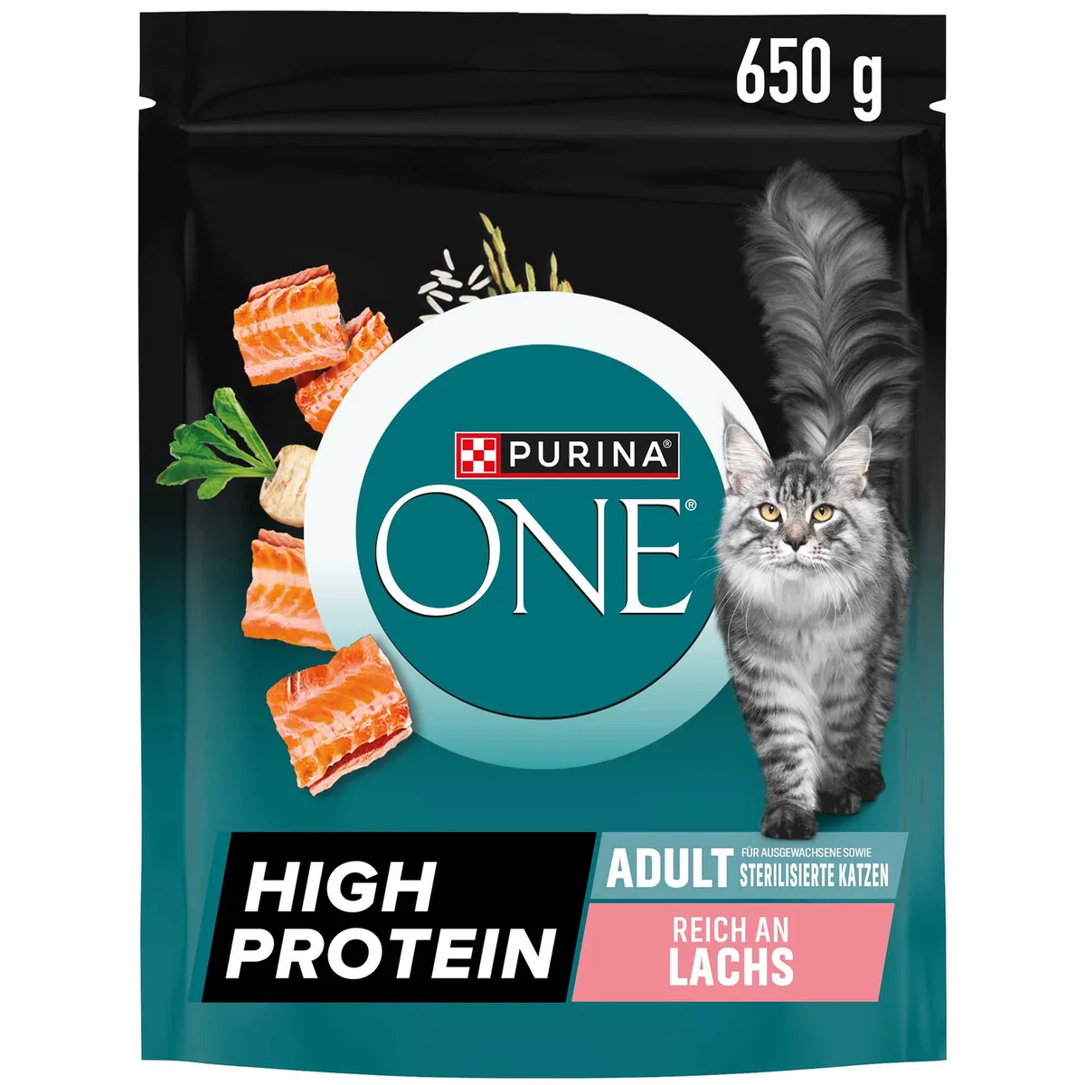 Voordeelpakket: 3x650g PURINA ONE High Protein zalm kattenvoer droog by Purina ONE – product photo