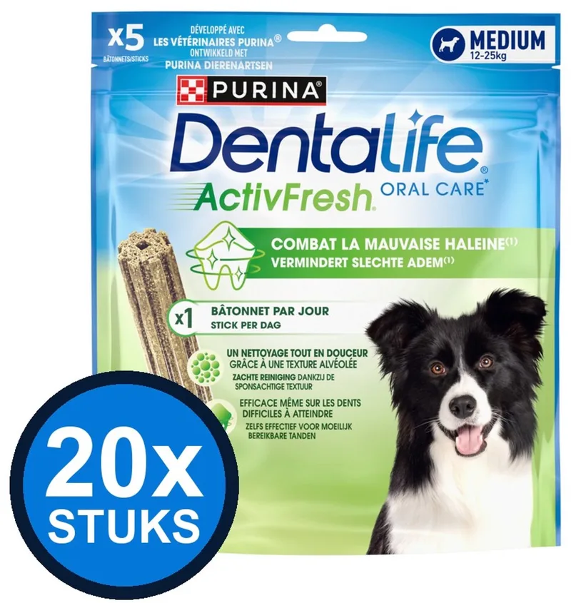 20x Dentalife - ActivFresh Medium Hondensnack - Hondenvoer Snacks - 115 g von Purina – Produktfoto