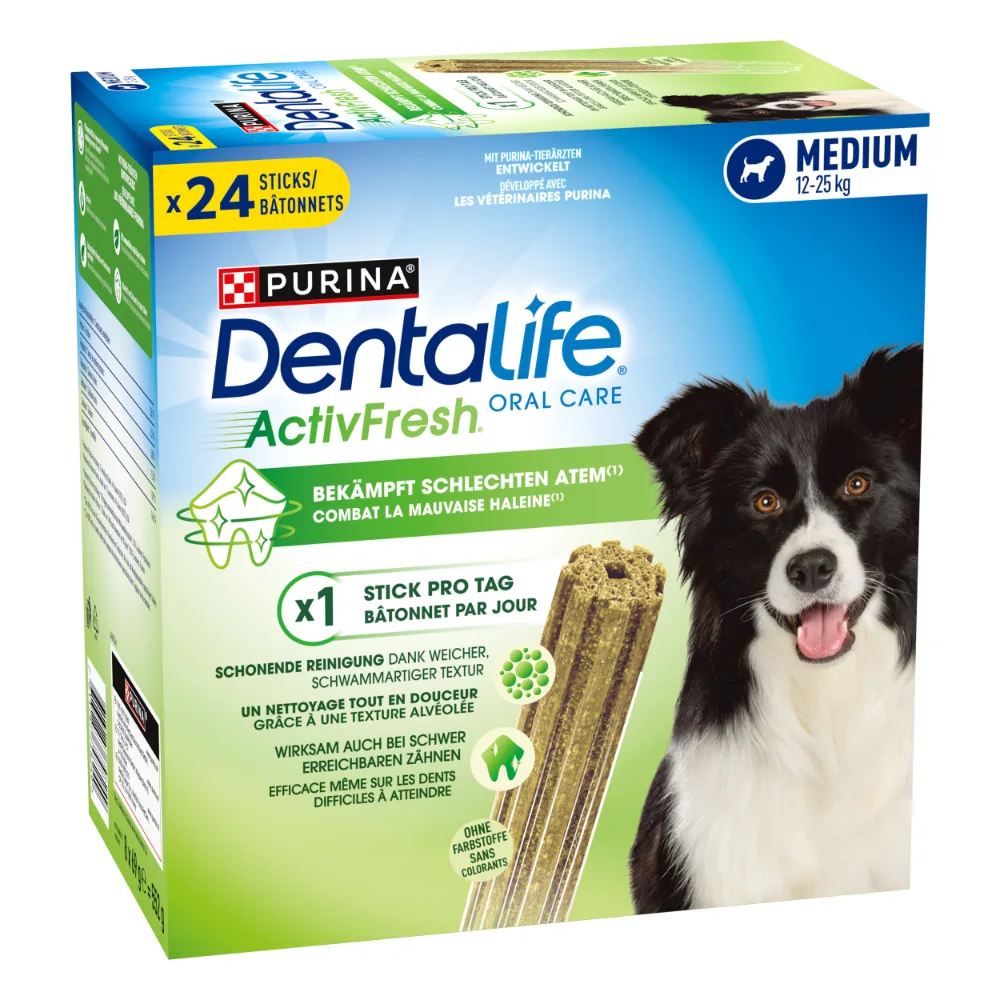 24 Sticks Purina Dentalife Active Fresh Tägliche Zahnpflege-Snacks für mittelgroße Hunde Hundesnacks de Purina – photo produit