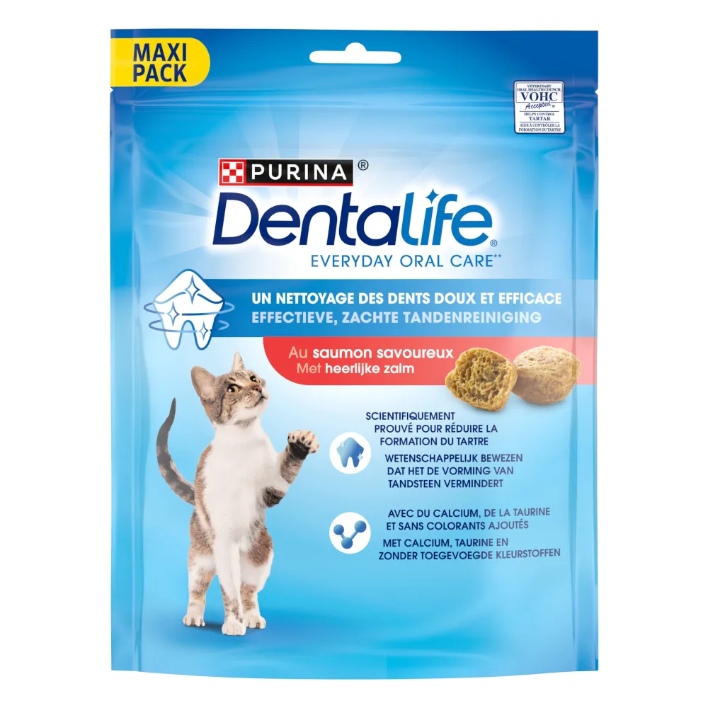 3 + 1 gratis! Dentalife katten snack 4 x 140 g of 32 x 40 g - 4 x 140 g met Zalm by Purina – product photo