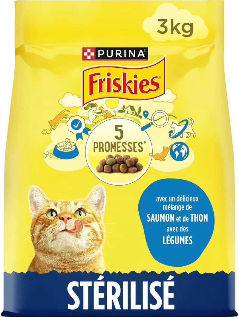 4x Friskies droogvoer voor katten - zalm, tonijn & groenten - kattenbrokken voor gesteriliseerde katten - 3000g de Purina – photo produit