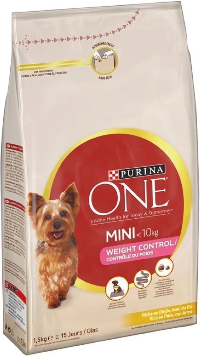 4x PURINA ONE hond mini gewicht control- kalkoen 1,5kg de Purina – photo produit