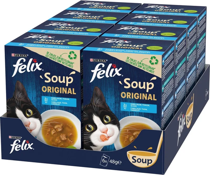8x Felix Soup Vis Selectie - Kattenvoer Natvoer - 6x 48 g de Purina – photo produit