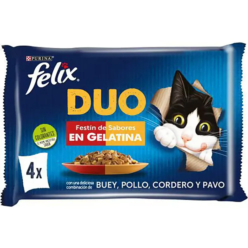 Felix Fantastic Duo Vlees In Gelei Natvoer Voor Katten 6x12x85g by Purina – product photo