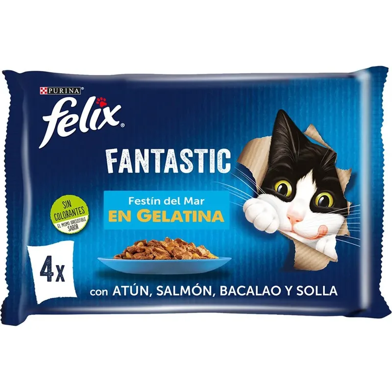 Felix Fantastic Seafood Feast 4x85g Katten Snack 12 Eenheden von Purina – Produktfoto