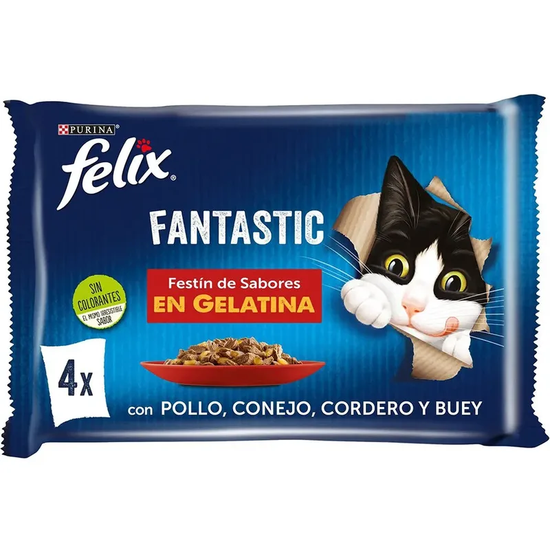 Felix Fantastic Vleesfeest 4x85g Katten Snack 12 Eenheden von Purina – Produktfoto