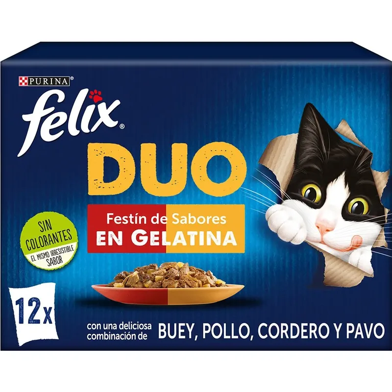 Felix Fantastische Duo Heerlijke Vlees Katten Snack 85g 12 Eenheden von Purina – Produktfoto