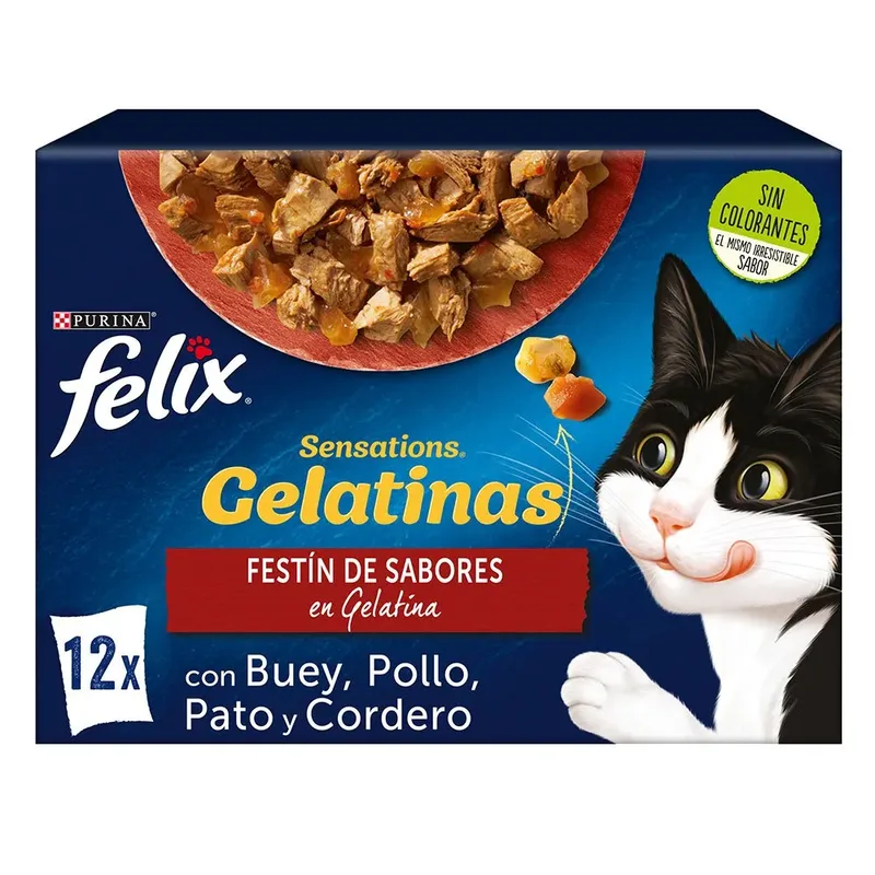 Felix Sensations Gelei Vlees Katten Snack 85g 12 Eenheden von Purina – Produktfoto