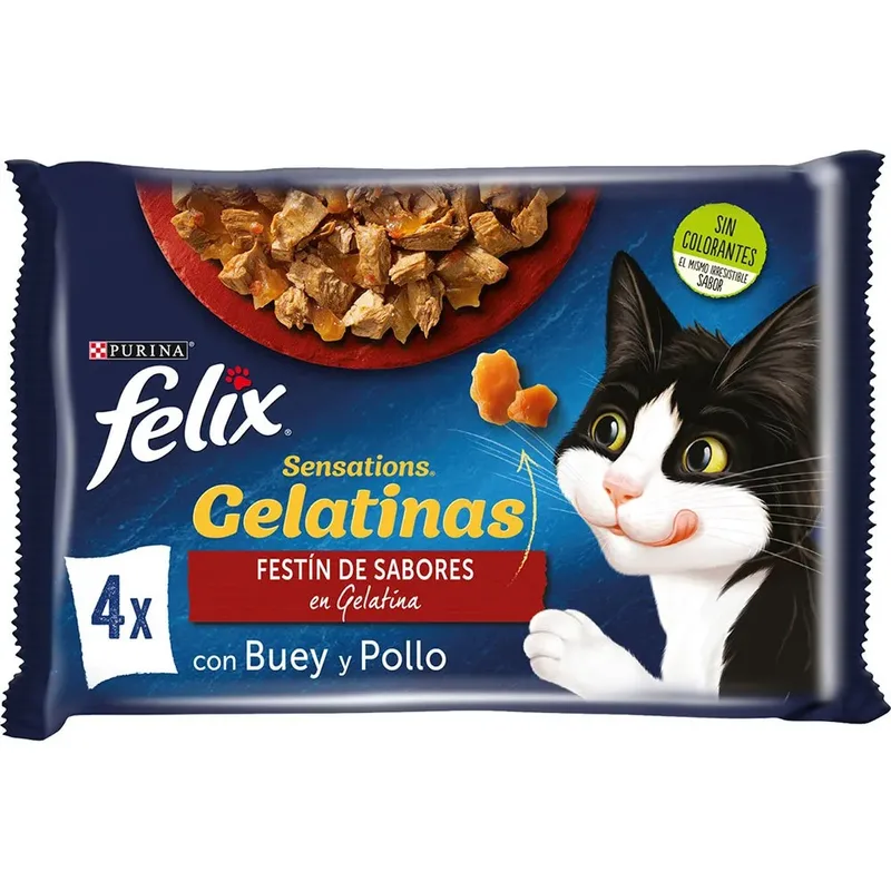Felix Sensations Kip Os Tomaten 4x85g Katten Snack 12 Eenheden de Purina – photo produit
