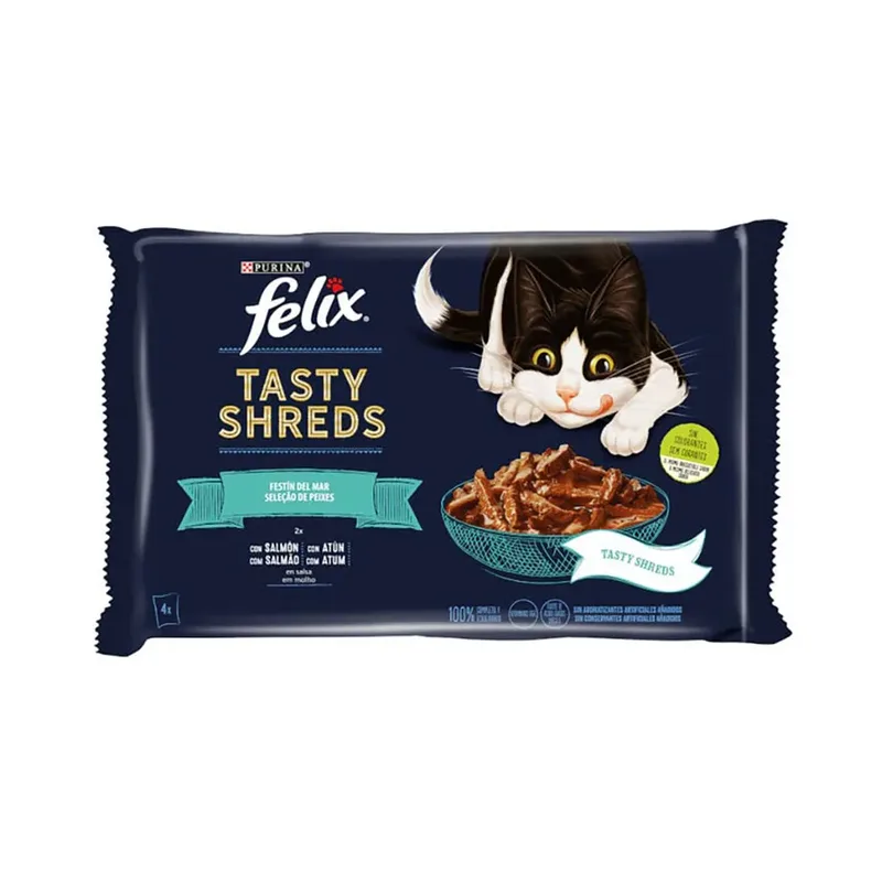 Felix Tasty Shreds Natvoer Voor Katten Met Vis 4x12x80g by Purina – product photo