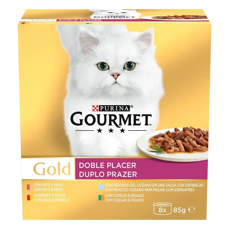 Goud Gourmet Dubbel Genot 8x85g Kattenvoer Geassorteerd von Purina – Produktfoto