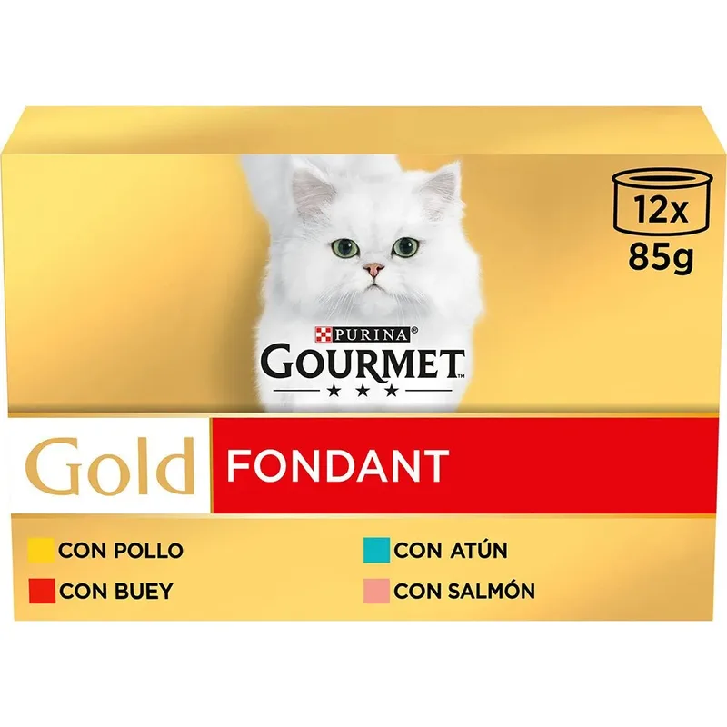 Goud Gourmet Fondant Beef Tuna Salmon Multipack 12x85g Kattenvoer de Purina – photo produit