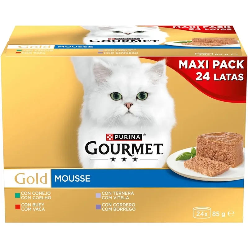 Goud Gourmet Mousse Pak Assortiment Nat Kattenvoer 4x24x85g de Purina – photo produit