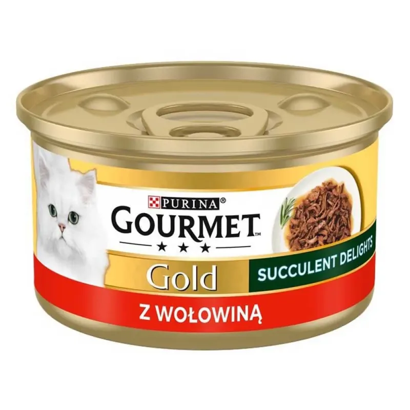 Délices Gourmands Succulents Bœuf Nourriture Humide Pour Chat Or 85g de Purina – photo produit