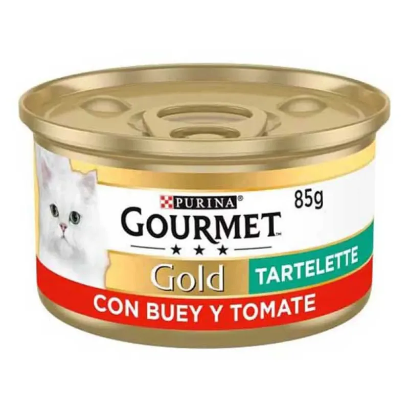 Tartelette Gourmande Bœuf Et Tomate Nourriture Pour Chats 24x85g Or de Purina – photo produit