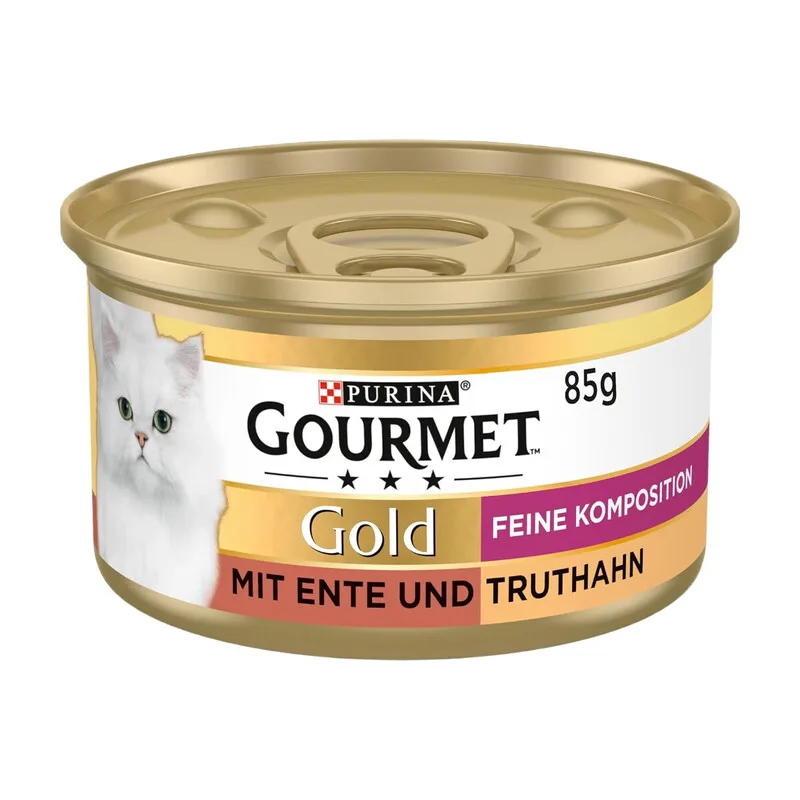 GOURMET Gold Feine Komposition Katzenfutter nass, mit Ente und Truthahn, 12er Pack (12 x 85 g) von Purina – Produktfoto