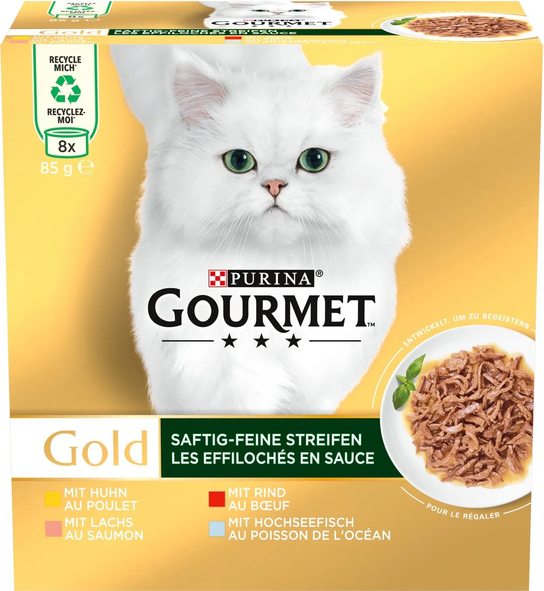 Gourmet Gold Saftig-Feine Streifen mixed Multipack 8x85g - 680 g von Purina – Produktfoto