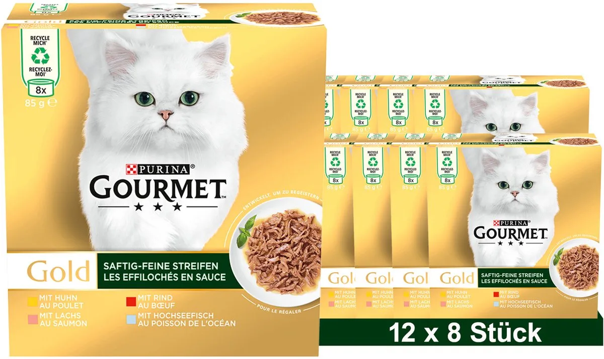 GOURMET GOLD Sappige fijne reepjes multipack (12 x 8 x 85g) by Purina – product photo