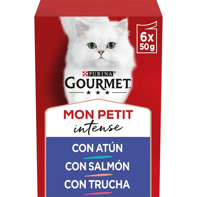 Gourmet Mon Petit Intense Nourriture Humide Pour Chats Au Poisson 8x6x50g de Purina – photo produit
