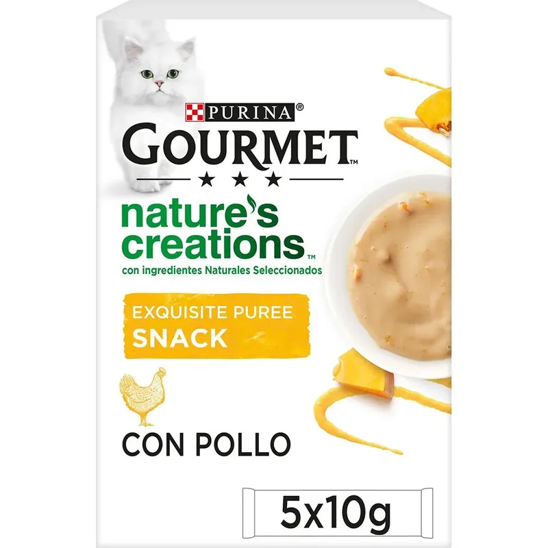 Gourmet Nature´s Creations 5x10g Nourriture Pour Chats Avec Purée Au Poulet 11 Unités de Purina – photo produit
