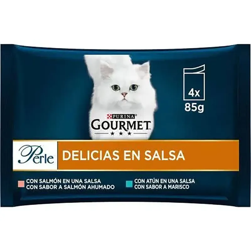 Gourmet Perle Delicias Saus Tonijn Zalm 4x85g Katten Snack 12 Eenheden de Purina – photo produit