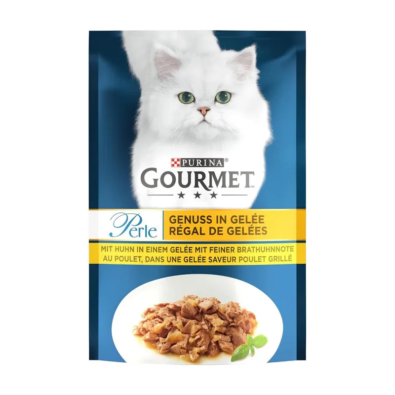GOURMET Perle Genuss in Gelee Katzenfutter nass mit Huhn & feiner Brathuhnnote, 26er Pack (26 x 85 g) de Purina – photo produit