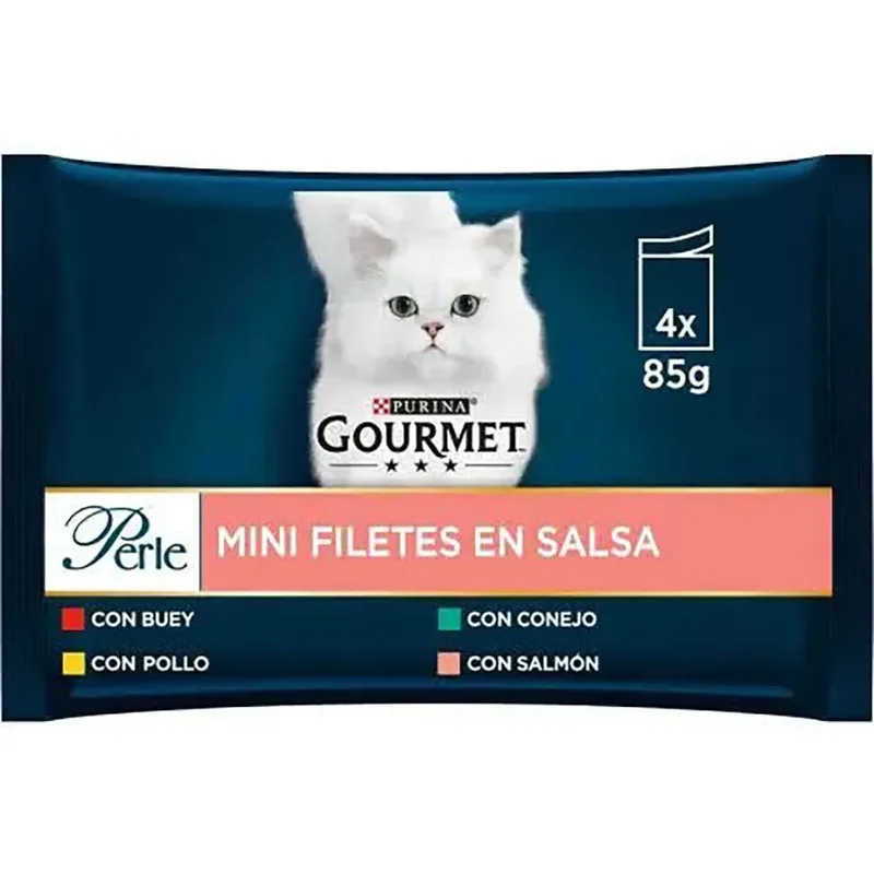 Gourmet Perle Salsa Os Kip Konijn Zalm 4x85g Katten Snack 12 Eenheden fra Purina – produktbillede