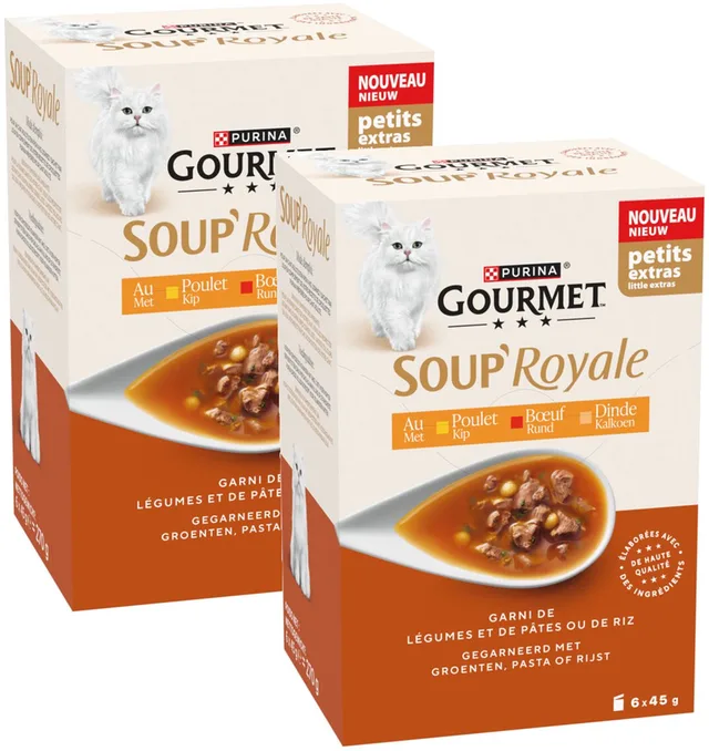Gourmet Soup Royale Kip Rund Kalkoen - Multipack - Katten Natvoer - 2x (6x45g)