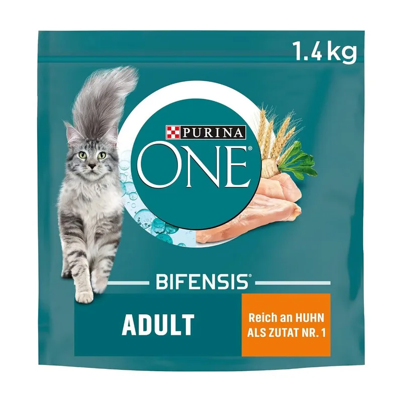 ONE BIFENSIS Adult Trockenfutter für Katzen, reich an Huhn - 6 x 1,4 kg - Für Verdauung & Immunabwehr van Purina – productfoto