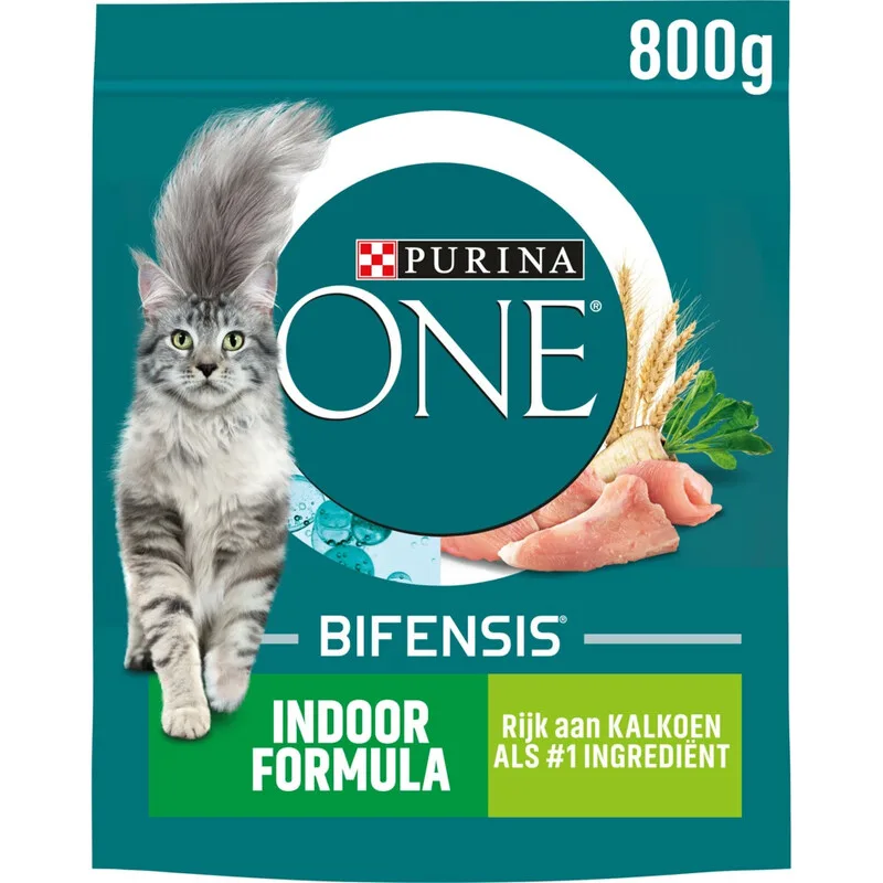 ONE Bifensis Indoor Formule Kalkoen & Granen Kattenvoer 800 g de Purina – photo produit