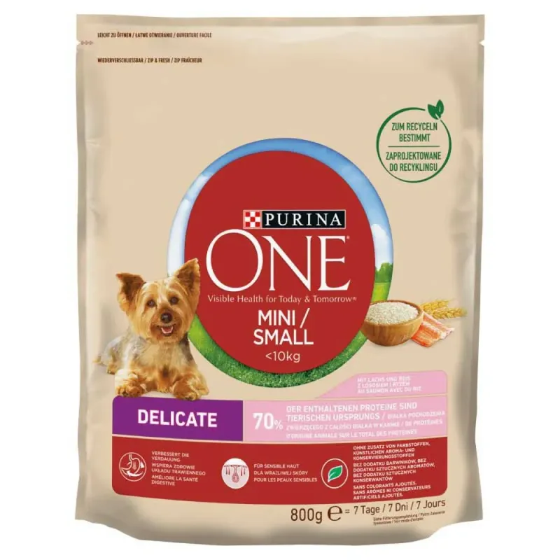 One Mini Active Zalm Rijst Hondenvoer 800g de Purina – photo produit