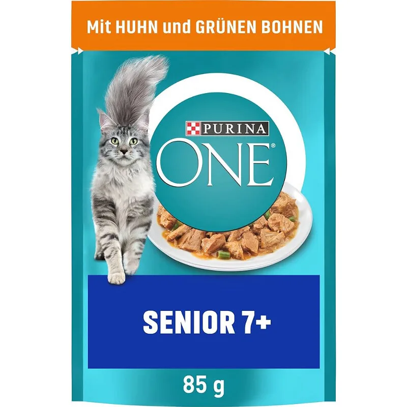 ONE Senior 7+ Katzenfutter nass, zarte Stückchen in Sauce mit Huhn, 26er-Pack (26 x 85 g) van Purina – productfoto