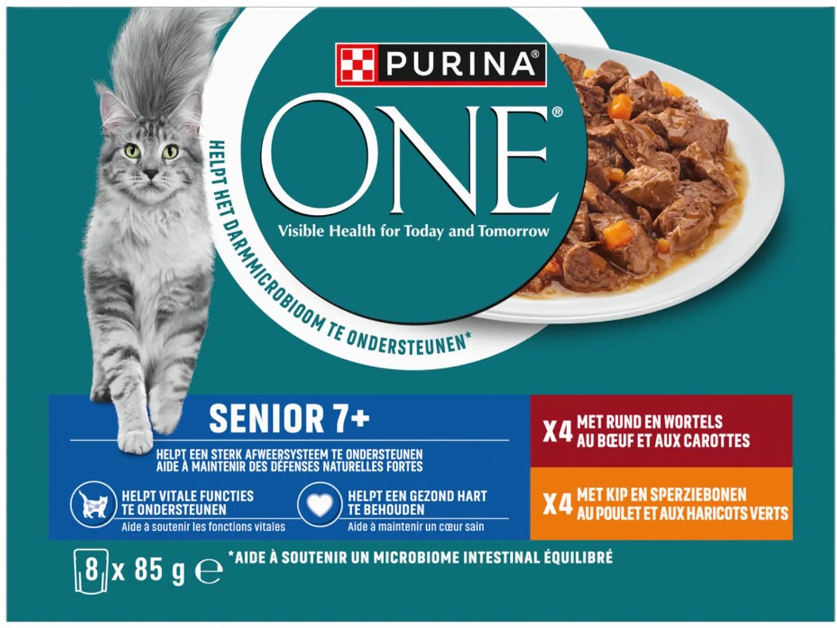 ONE Senior Pouch Rund & Kip - 8 x 85 gr van Purina – productfoto